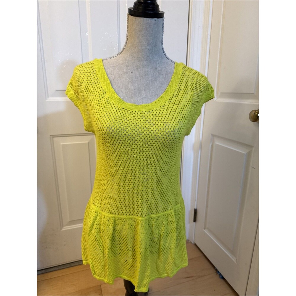 NEON 80s PEPLUM American Eagle Size M OPENWEAVE Mesh Top